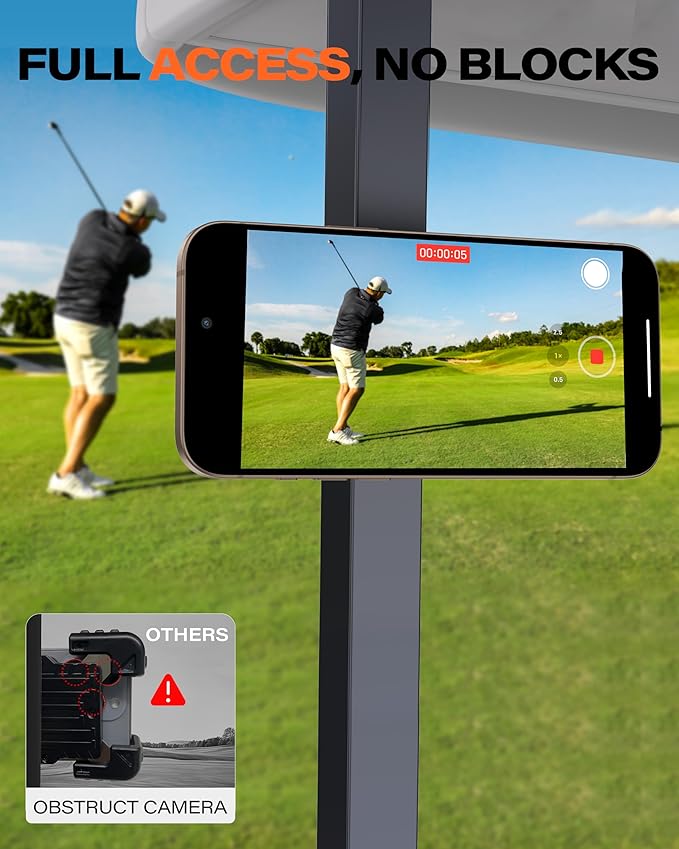 A2C Alloy Magnetic Golf Cart Phone Holder Mount Compatible with MagSafe iPhone 17 Pro Max 16 15 14 13 12 Mini Fits EZGO, Club Car, Yamaha, Icon, Golf Accessories for Men Women Essentials Gift (Black)