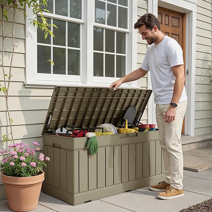 Devoko 78 Gallon Deck Box, Waterproof Resin Outdoor Storage Box | Outdoor - Image 4