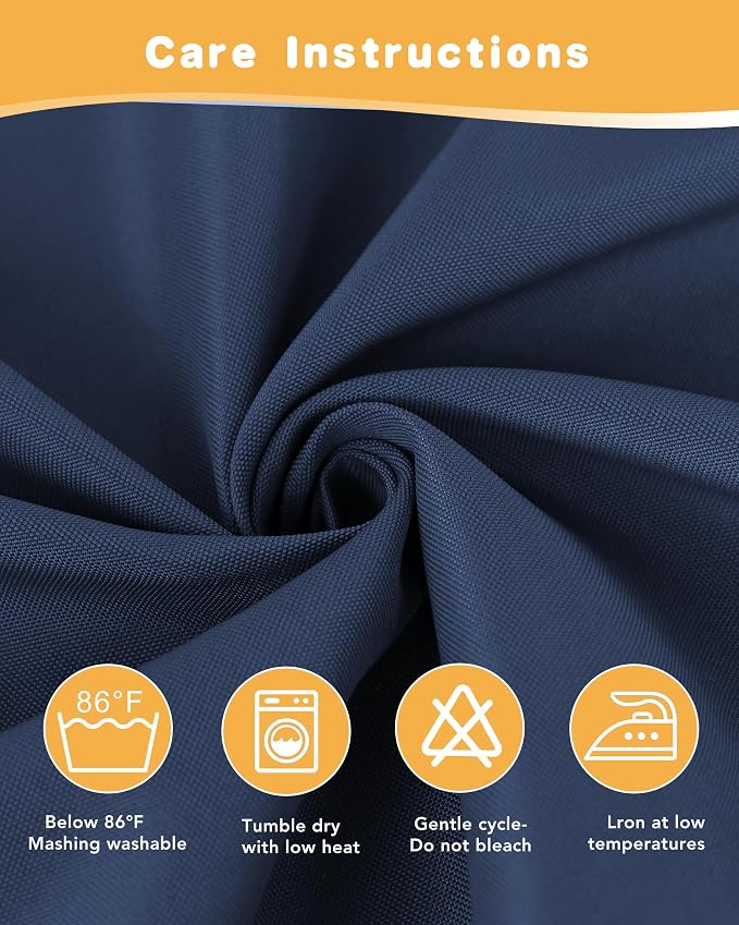 HolidayIdeas Outdoor Curtains for Patio Waterproof 4 Pcs 54x95 Inch Navy | - Image 7