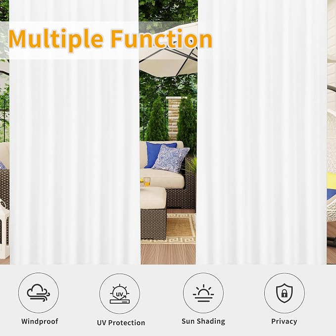 Easy-Going Outdoor Patio Curtains 2 Panels, 54x84 inch, Porch and Pergola - Image 5