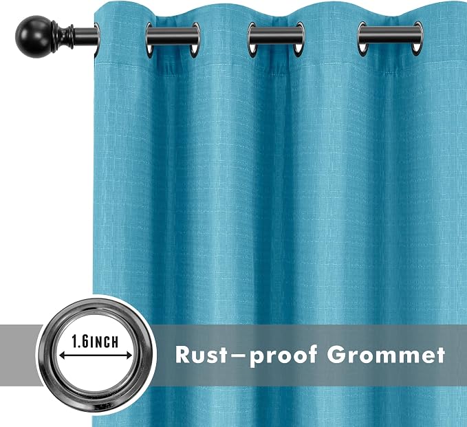 Linen Outdoor Curtains for Patio Waterproof 4 Pcs 54x84 In Teal | Light - Image 4