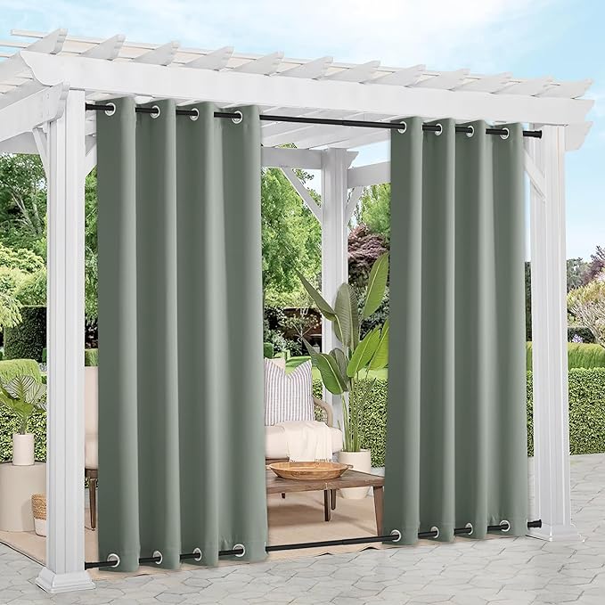 NICETOWN Outdoor Curtains for Patio Waterproof & Windproof 2 Panels, Rustproof by NICETOWN