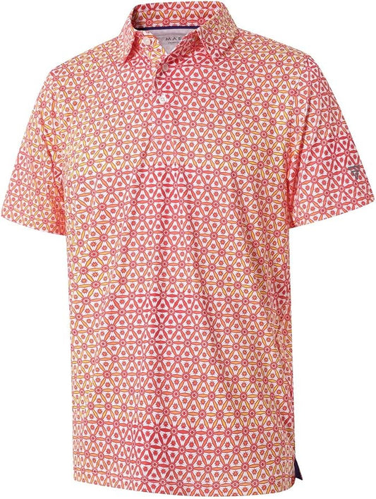 Golf Shirts for Men Dry Fit Short Sleeve Print Performance Moisture Wicking Polo Shirt