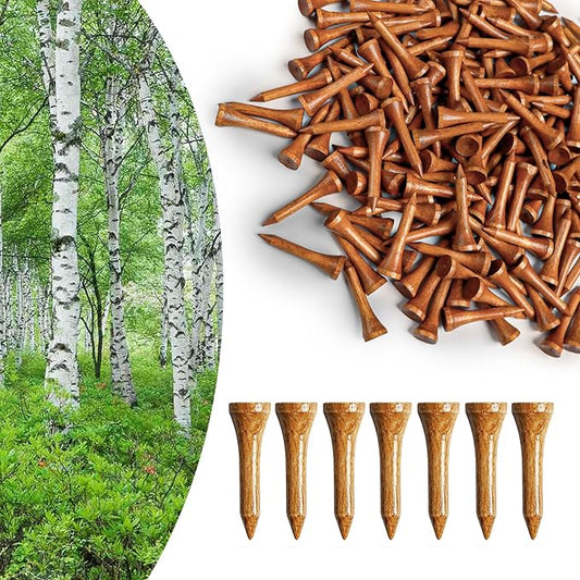 Amy Sport Golf Tees Western Birch Wood 5X More Durable 5X Stronger Value 50 Pack 1 1/2 2 3/4 3 1/4 Inch, Reduce Friction Wooden Long-Lasting, Spin Tall Sturdy Base for Stability