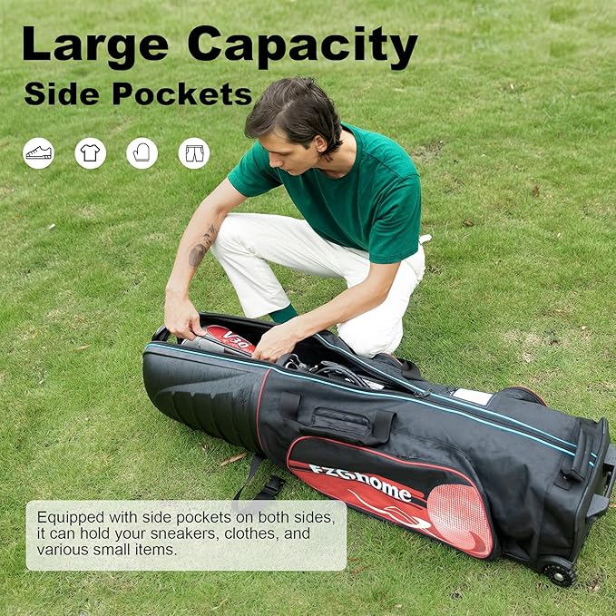 Golf Travel Bags for Airlines with Hard Case Top & Wheels, Hard Shell Top Protect Golf Club, 1680D Heavy Duty Oxford, Wide-Mouth Effortless Packing, Lightweight