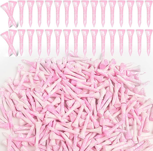 Amy Sport Golf Tees Styllish Bamboo Wooden Coloured Painted Bulk 200 Pack 1 1/2 3 1/4 2 3/4 Inch Tee, Enhanced Visibility Color Purple Pink Green Blue, Practice for Men Women