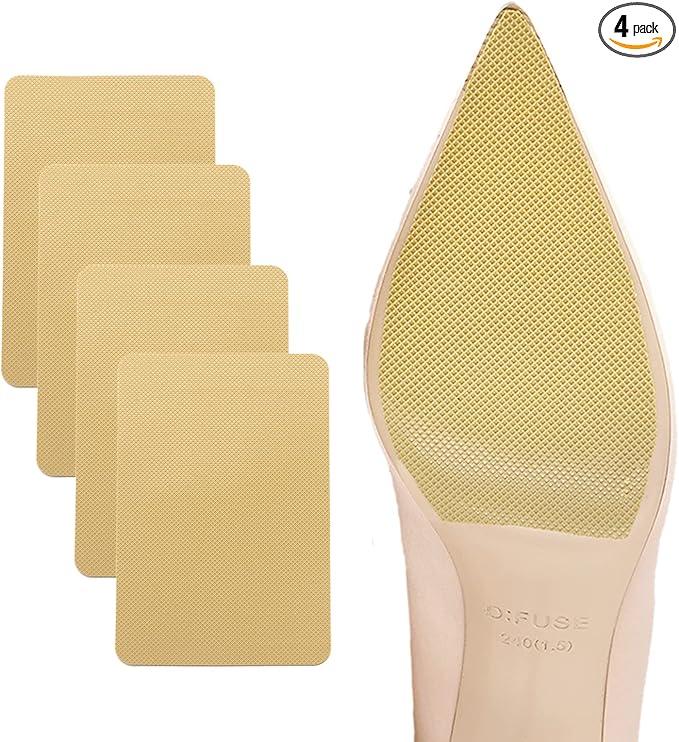 Sole Protector for High Heels, Yellow Shoe Grips on Bottom of Shoes,Shoe Bottom Protectors Anti Slip Shoe Grips Self Adhesive Silicone Non Slip Shoe Pads - 2 Pairs (6.0"×4.0"