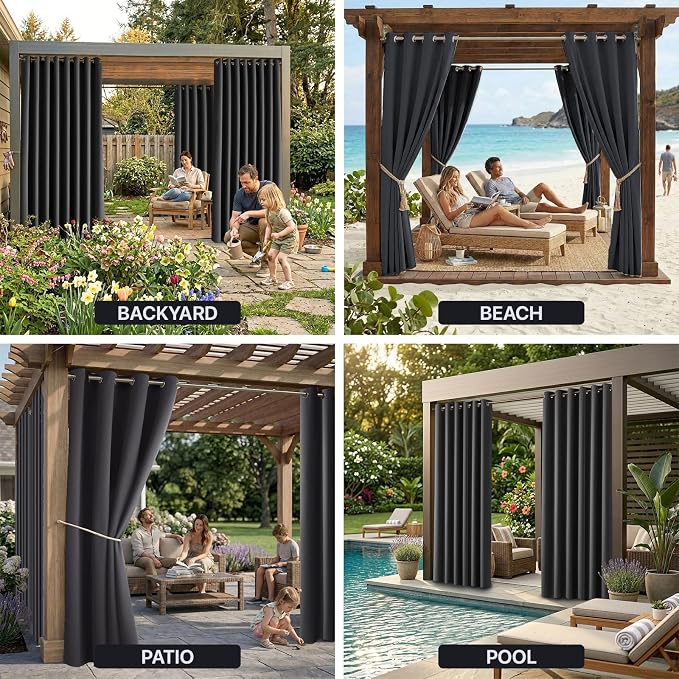 Outdoor Patio Curtain Waterproof Darkening Thermal Insulated Indoor Curtains - Image 9