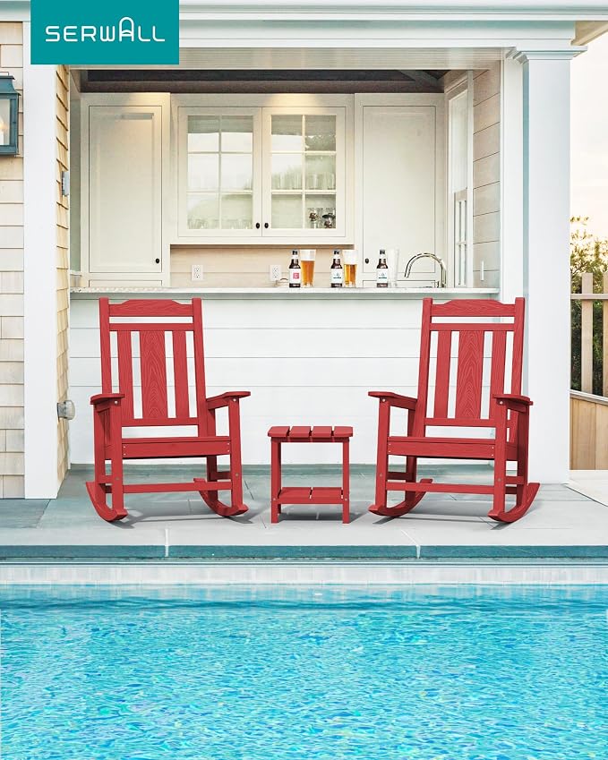 SERWALL HDPE Oversized Outdoor Rocking Chair, Patio Rocking Chair, All Weather - Image 2
