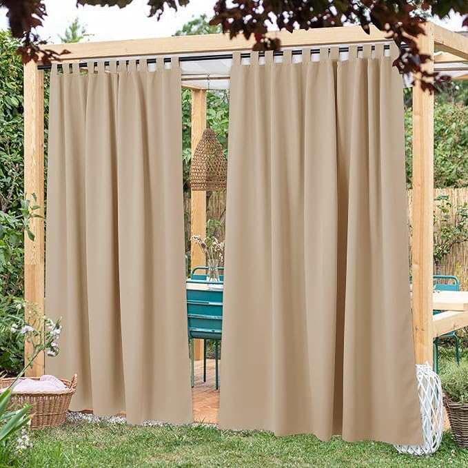 NICETOWN 2 Panels Patio Outdoor Curtainss 95 inch Long Waterproof - Image 2
