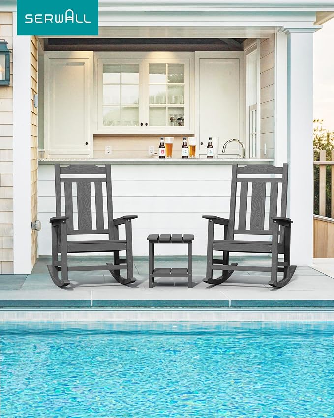 SERWALL HDPE Oversized Outdoor Rocking Chairs Set of 6, Patio Rocker, All - Image 7