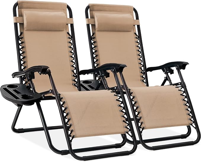 Best Choice Products Set of 2 Adjustable Steel Mesh Zero Gravity Lounge Chair by Unknown