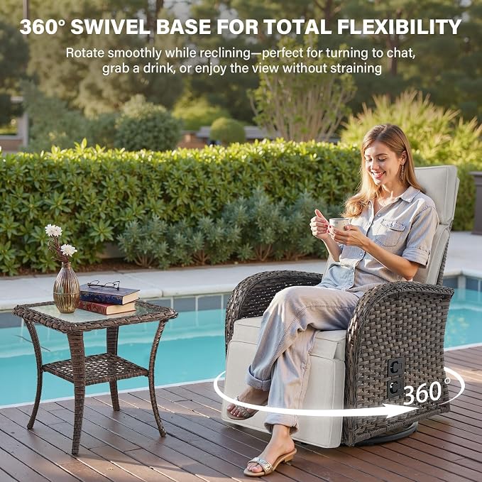 Dual-Adjust Outdoor Swivel Recliner Chair – Reclining Patio Chair - Image 3