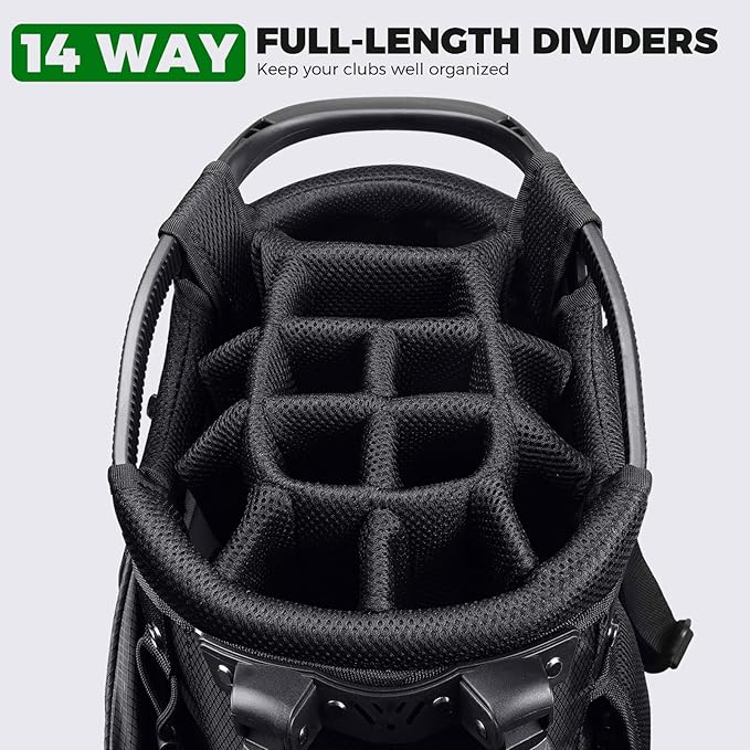 Findway 14 Way Golf Stand Bag, Lightweight Golf Bag with Stand for Men Women, Golf Club Carry Bag with Dual Strap, Full Length Dividers, Multiple Pockets, Golf Ball Holder