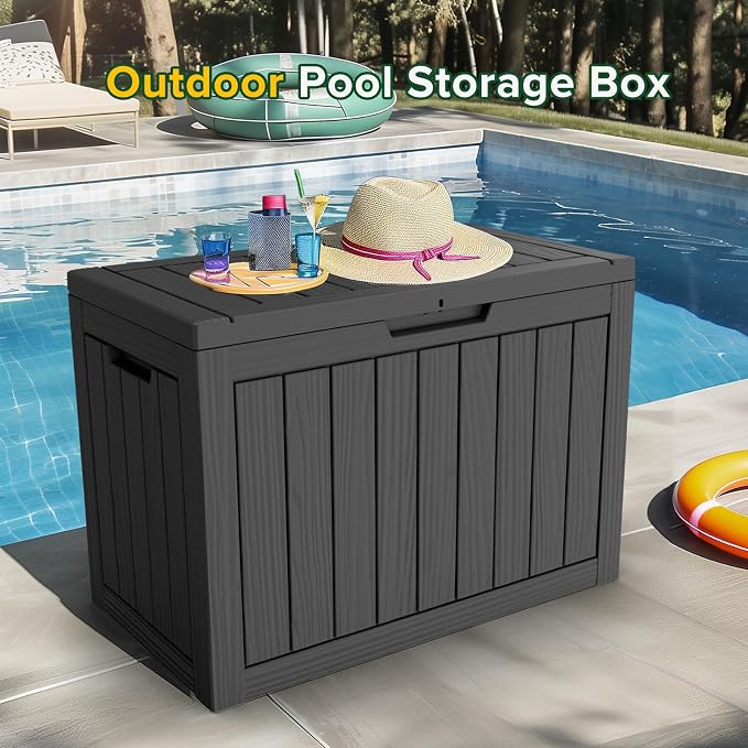 PatioZen 45 Gallon Resin Deck Box, Lockable Patio Outdoor Storage Box - Image 2