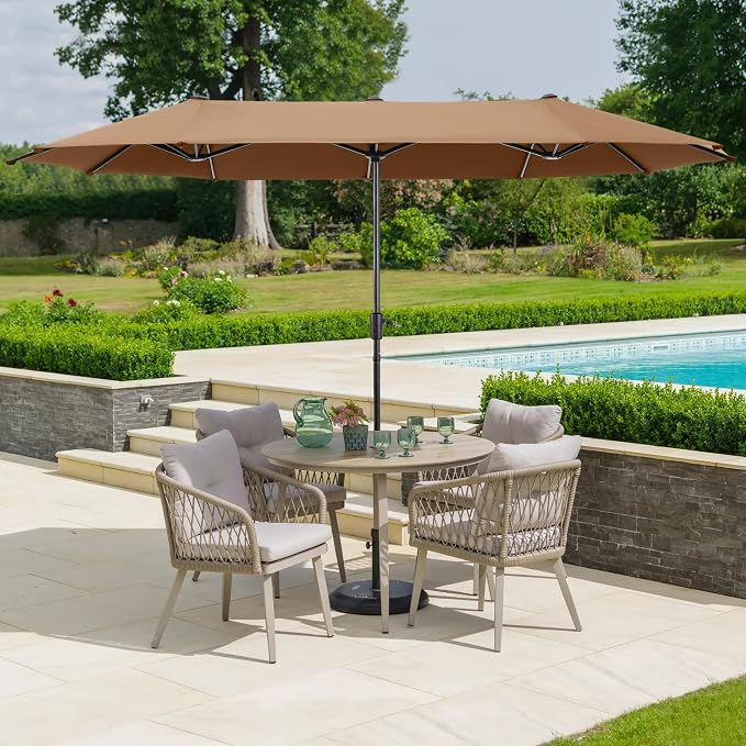13 ft Large Double-Sided Patio Umbrella, Outdoor Umbrella, Tawny | HERA'S - Image 2