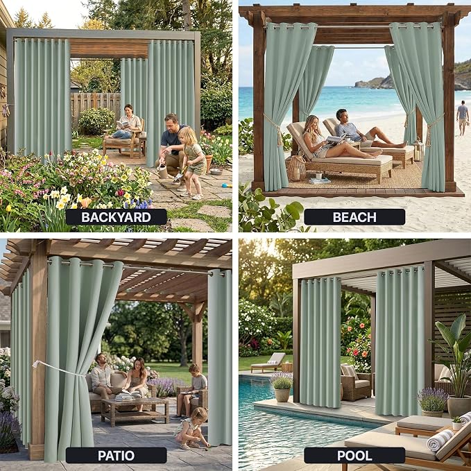 Outdoor Patio Curtain Waterproof Darkening Thermal Insulated Indoor Curtains - Image 9