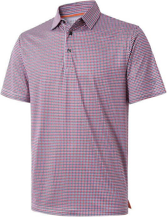 Golf Shirts for Men Dry Fit Short Sleeve Print Performance Moisture Wicking Polo Shirt