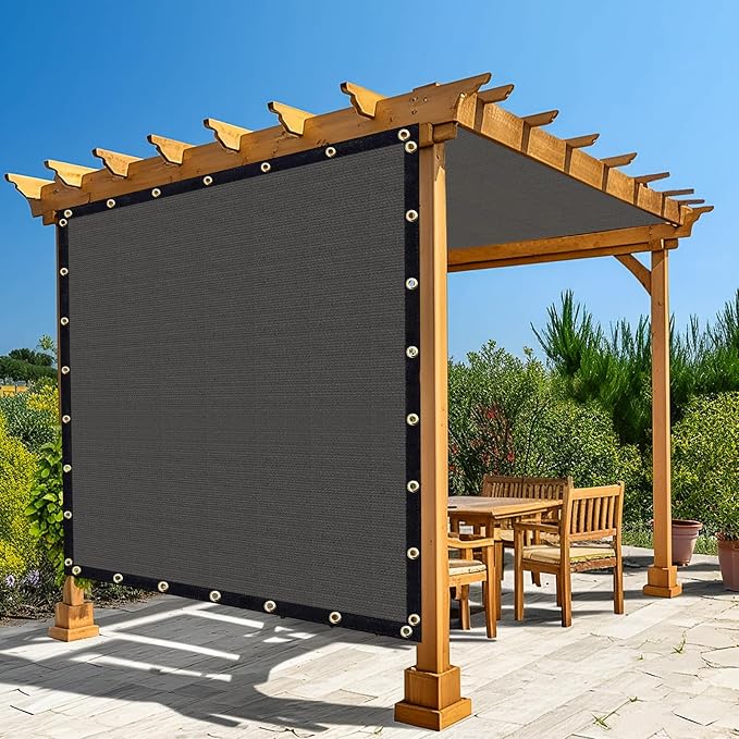 Amagenix 90% Pergola Shade Cover 8'X 15' Dark Gray Sun Shade Cloth by Amagenix