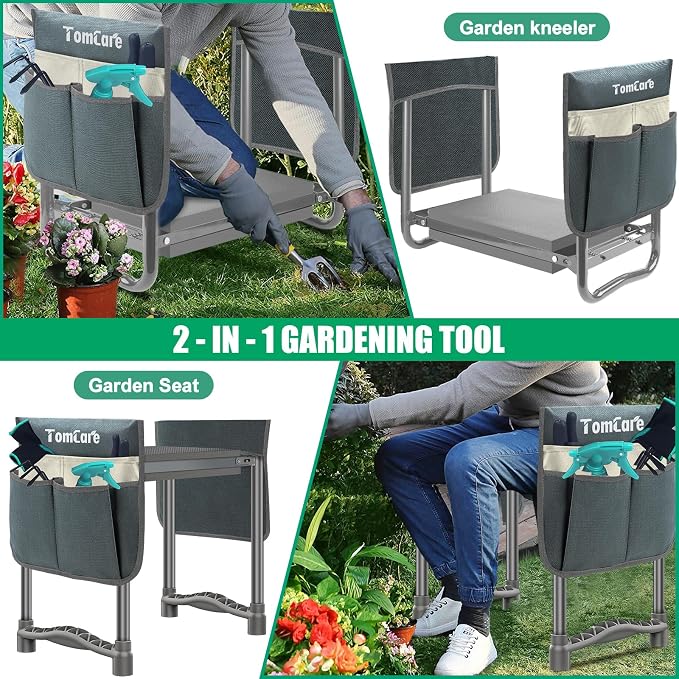 TomCare Garden Kneeler and Seat, 11.12" Kneeling Pad Sturdy Garden Bench - Image 7