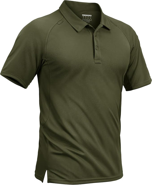TACVASEN Men's Polo Shirts Short Sleeve Golf Polos Dry Fit UPF 50+ Performance Tactical Collared Hiking Shirt