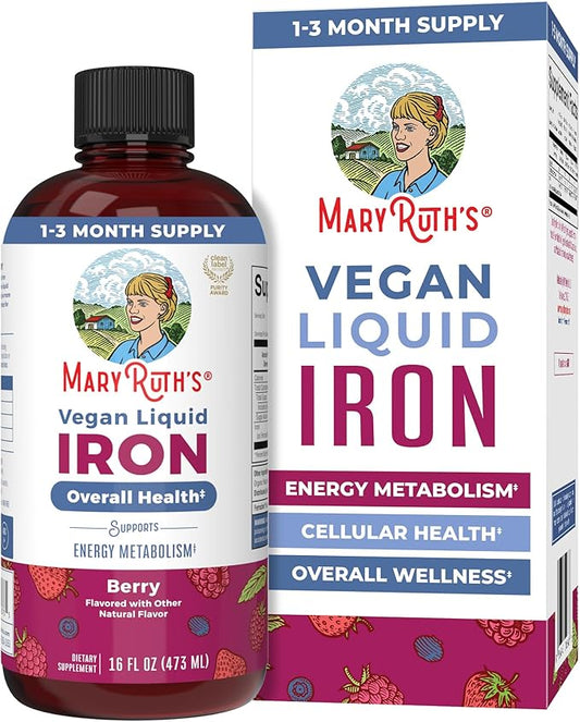 Iron Supplement for Women Men & Kids | Liquid Iron Supplement for Women Men & Kids | Iron for Healthy Blood & Oxygen | Ages 4 & Up | Sugar Free | Vegan | Non-GMO | Gluten Free | 16 Fl Oz