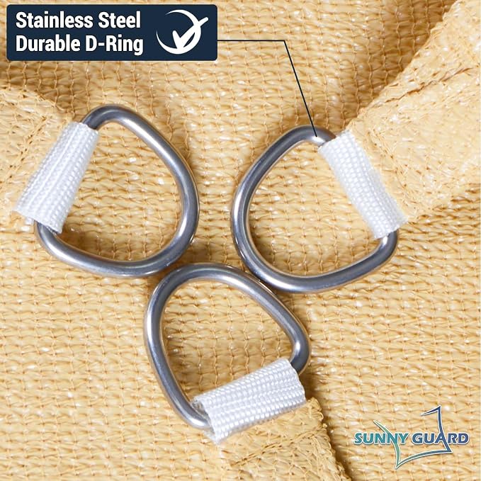 SUNNY GUARD Custom Size 7'x14'x15.7'Sand Sun Shade Sail Right Triangle UV Block - Image 6