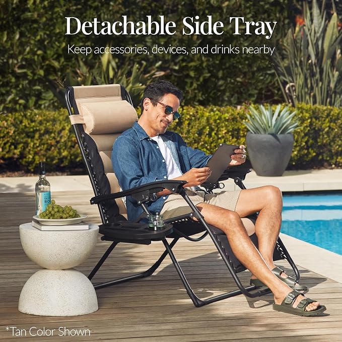 Best Choice Products Oversized Padded Zero Gravity Chair, Folding Outdoor Patio - Image 7