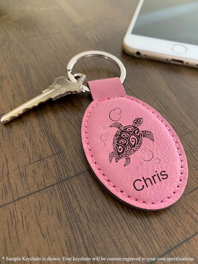 LaserGram Oval Keychain, Golf Ball, Personalized Engraving Included (Pink)