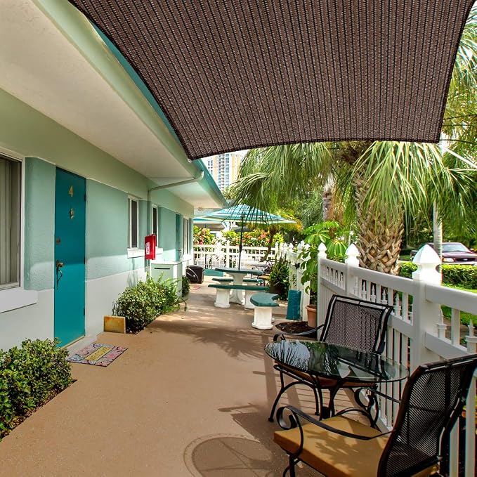 Eden's Decor Straight Flat-Edged Sun Shade Sail Rectangular 4' x 14' Brown - Image 5