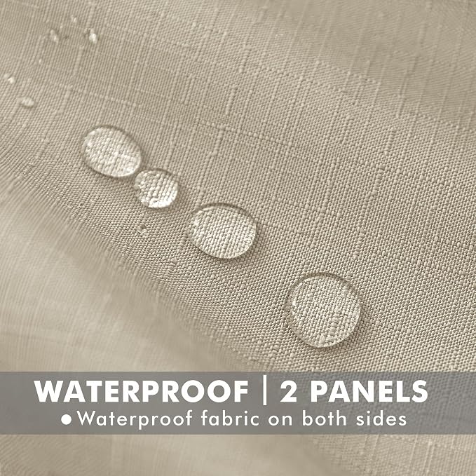 Linen Outdoor Curtains for Patio Waterproof 4 Pcs 54x95 In Cream | Light - Image 2