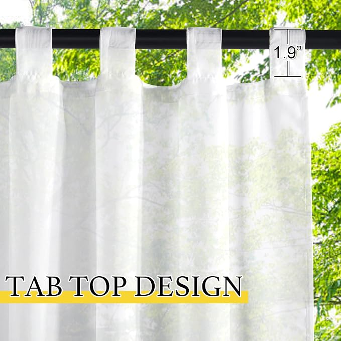 NICETOWN 2 Panels White Sheer Outdoor Curtains - Image 2