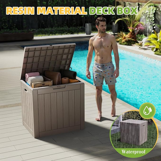 ROJIK 37 Gallon Resin Deck Box, Lockable Waterproof Weatherproof Outdoor - Image 3