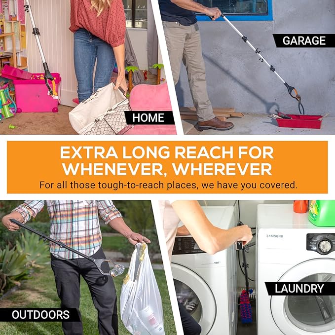 EZPIK Classic 32" Flexible Folding Grabber Tool for Elderly + Magnets, Reacher for Disabled & Seniors Heavy Duty Rotating Grippers for Reaching Underneath, Trash Grabbers & Pickers for Mobility 2-Pack