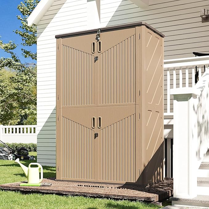 Aoxun Outdoor Storage Shed, 64 Cu.Ft Vertical Storage Sheds, Resin Sheds Outdoor - Image 4