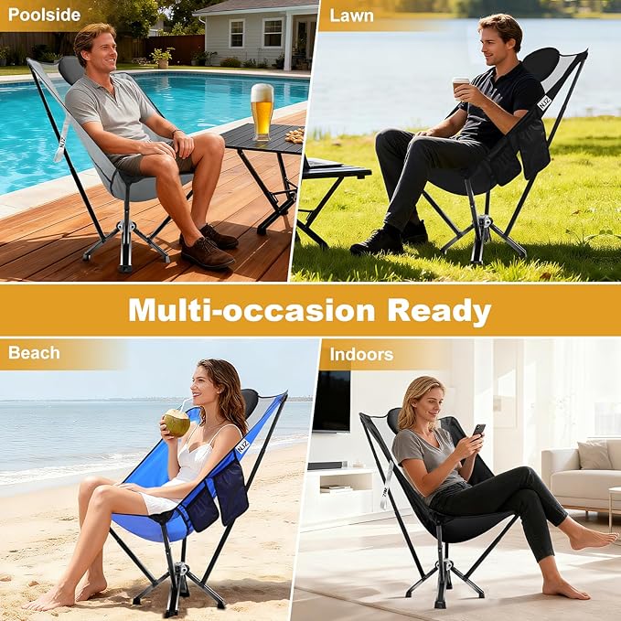 High-Back Folding Chair for Indoor & Outdoor Use — Comfortable Support, Easy Setup, Portable Chair for Home, Patio, Camping & Relaxation