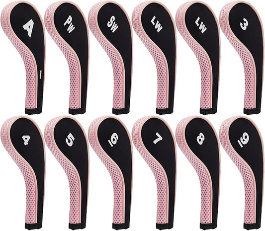 Andux Number Print Golf Iron Club Head Covers Long Neck with Zipper 12pcs/Set