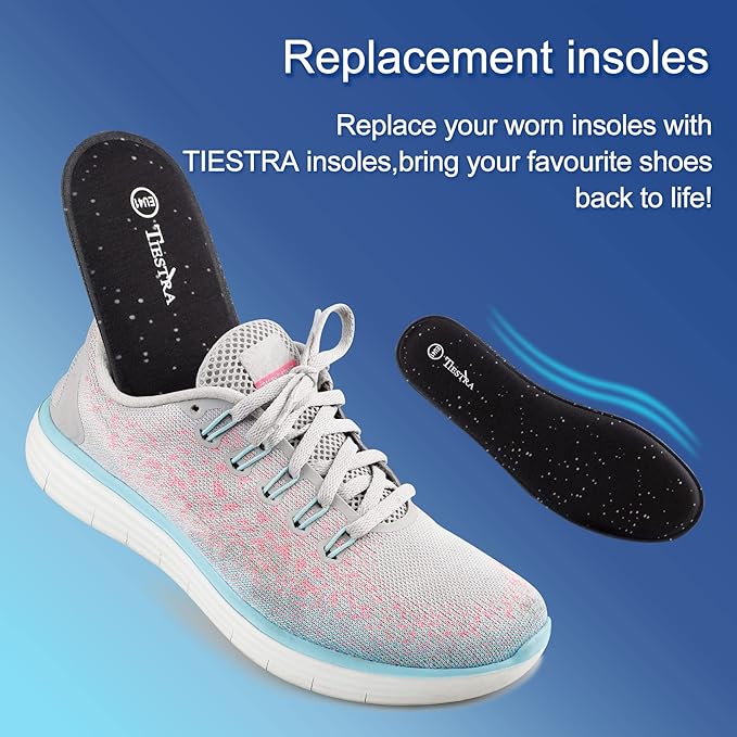 3 Pair -Shoe Inserts for Womens Memory Foam Insoles,Replacement Insoles for Work Boots Running Shoes, Cushion Shock Absorbing for Foot Pain Relief, Comfort Breathable Inner Soles Black 37EU,US6