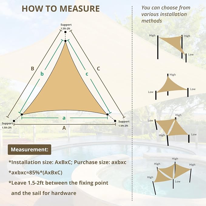 20' x 20' x 20' Triangle Sun Shade Sail - Image 4