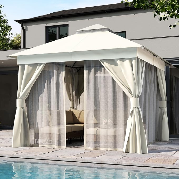 10'x10' Outdoor Gazebo, Heavy Duty Metal Frame Patio Canopy - Image 3