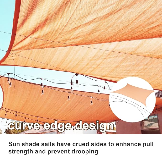 Sun Shade Sail 12'x19' Peach Fuzz Rectangle Custom Size | 95% UV Block - Image 2