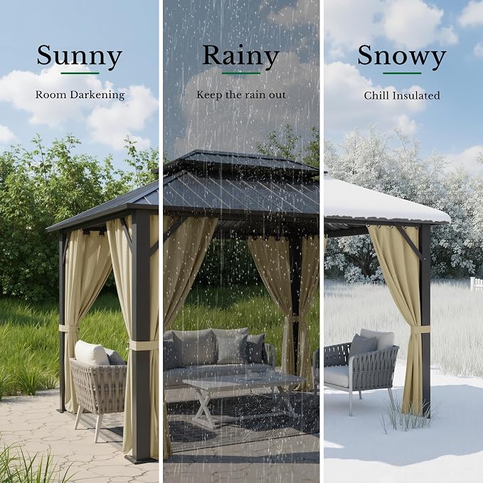 Outdoor Curtains Waterproof W52 x L84 Inch Cream Beige, 1 Panel | Thick Fabric - Image 5