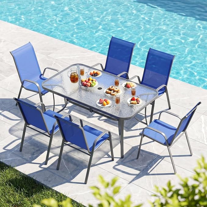 MAMIZO Patio Dining Chairs, Stackable Textilene Chair Set of 8, - Image 9