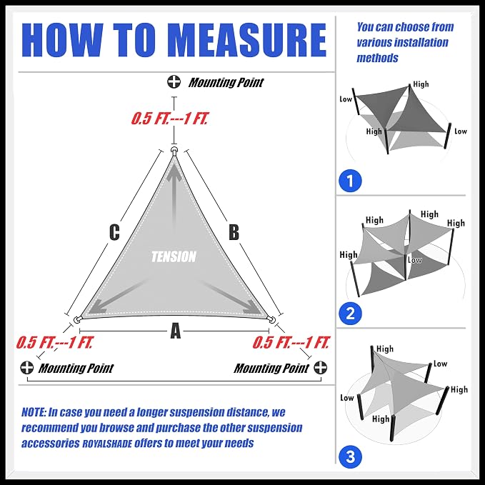 Royal Shade 12' x 16' x 20' Sand Beige Right Triangle Sun Shade Sail Order to - Image 6