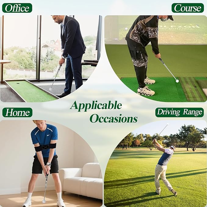 Retractable Golf Swing Training Aid, Portable Golf Swing Trainer for Warm Up Right-Handed Click Stick Golf Grip Trainer with Rhythm Click Sound, Golf Accessories for Beginners, Indoor Outdoor Practice