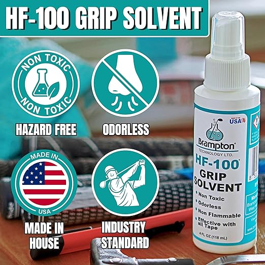 Brampton Premium Golf Grip Kit for Golf Club Regripping - 15 Premium 2"x10" Golf Grip Tape Strips, Rubber Vise Clamp, & 4 oz HF-100 Non-Toxic, Non-Flammable, Odorless Golf Club Grip Solvent