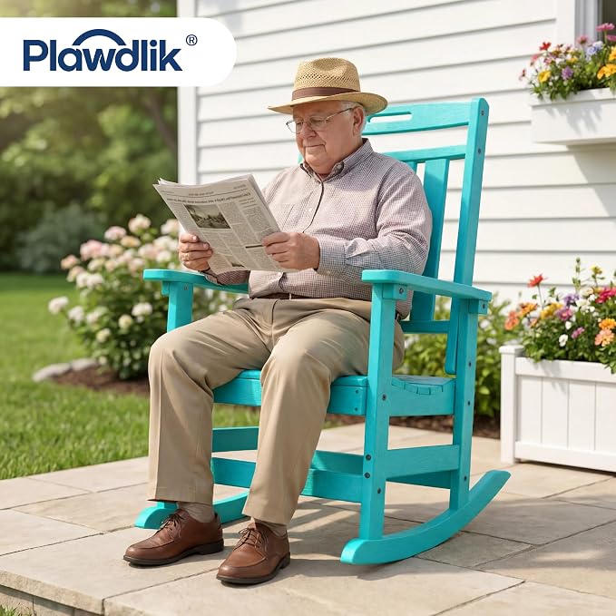 Oversized HDPE Outdoor Rocking Chair Set of 4, All-Weather, Aruba | Heavy Duty - Image 2