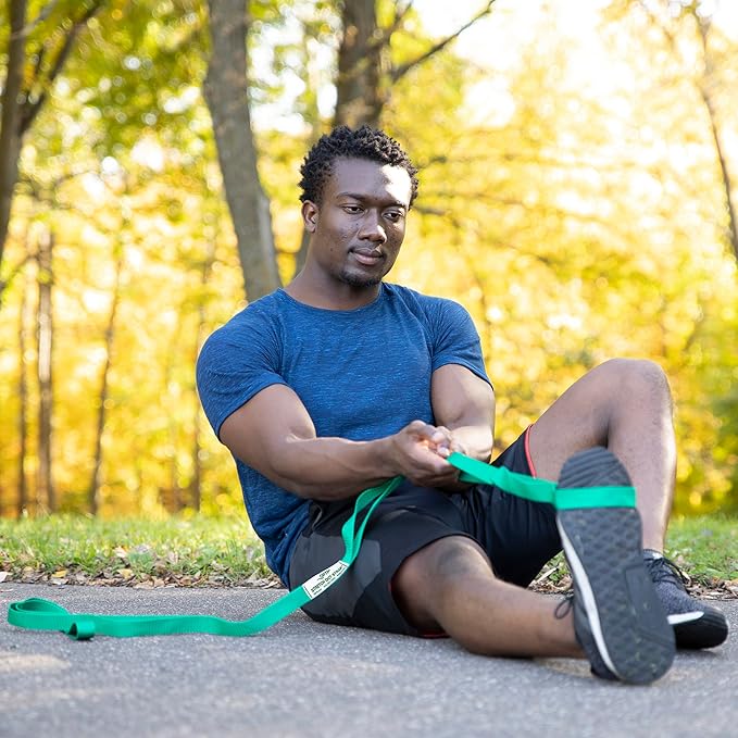 OPTP The Original Stretch Out Strap with Exercise Book, for Flexibility and Mobility Exercises. Stretch Out Straps for Physical Therapy, Yoga Stretching Strap and Knee Therapy Strap. Made in the USA