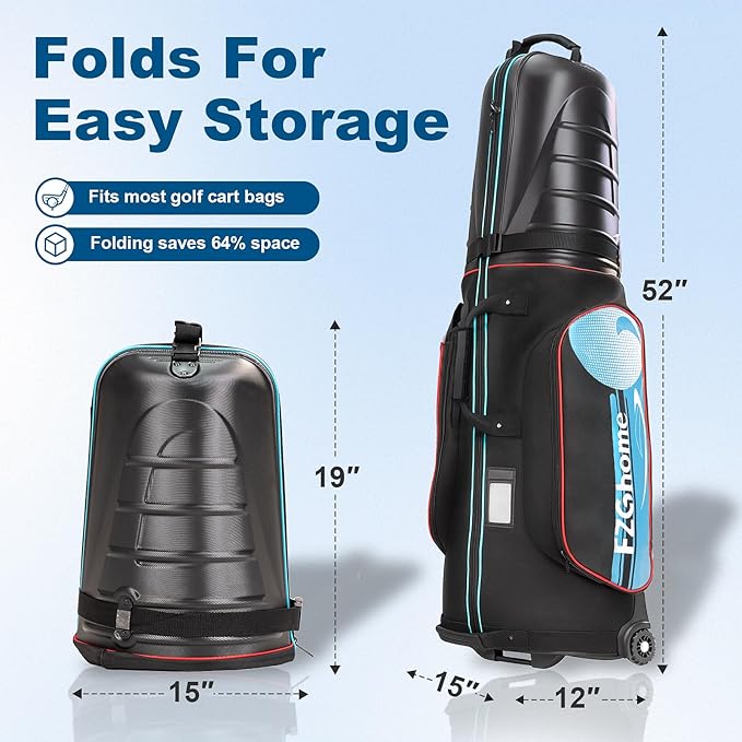 Golf Travel Bags for Airlines with Hard Case Top & Wheels, Hard Shell Top Protect Golf Club, 1680D Heavy Duty Oxford, Wide-Mouth Effortless Packing, Lightweight