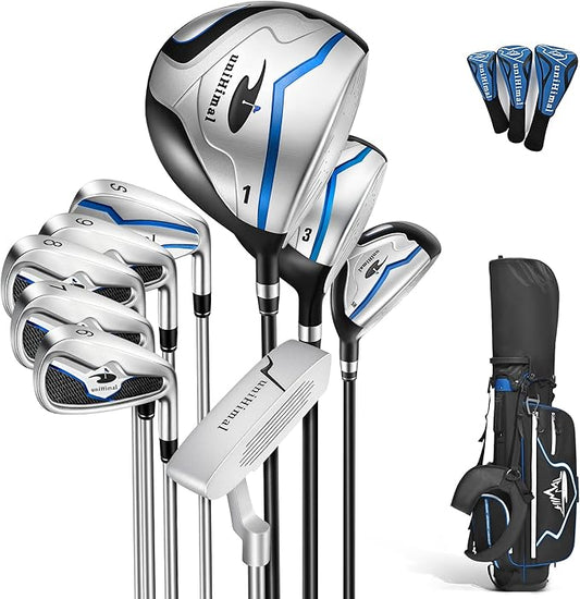 Men’s Golf Club Set, Right Hand – 13–16 Piece Complete Set with Driver, Woods, Hybrids, Irons, PW, SW, Putter, Stand Bag and Headcovers